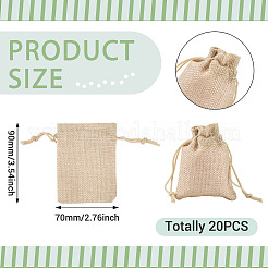 20Pcs Rectangle Polyester Imitation Burlap Packing Pouches Drawstring Bags&nbsp;ABAG-TA0001-96A