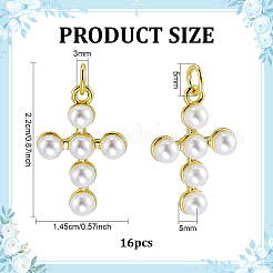 16Pcs Brass Plastic Imitation Pearls Pendants&nbsp;KK-PH0015-44