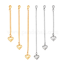 6Pcs 2 Colors Heart Brass Ends with Chain&nbsp;HJEW-PH02183