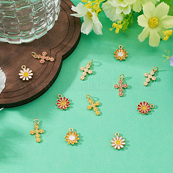 12Pcs 6 Colors Brass Enamel Pendants&nbsp;KK-TA0008-39