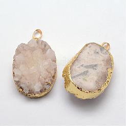 Electroplate Natural Druzy Quartz Crystal Pendants&nbsp;G-F333-K06