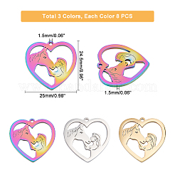 24Pcs 3 Colors 304 Stainless Steel Pendants&nbsp;STAS-DC0012-04