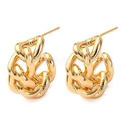 Brass C-Shaped Stud Earrings&nbsp;EJEW-A143-04G