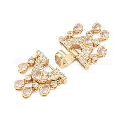 Brass Micro Pave Clear Cubic Zirconia Fold Over Clasps&nbsp;KK-C075-45G