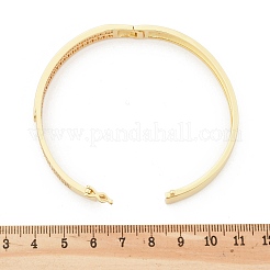 Brass Micro Pave Clear Cubic Zirconia Hinged Bangles for Women&nbsp;BJEW-K274-11G