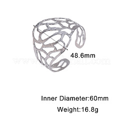 304 Stainless Steel Hollow Leaf Wide Open Cuff Bangles for Women&nbsp;WG4B663-02