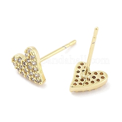 Brass Micro Pave Clear Cubic Zirconia Studs Earring for Women&nbsp;EJEW-S217-A03