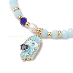 Brass Enamel with Glass Charm Bracelets&nbsp;BJEW-JB12393