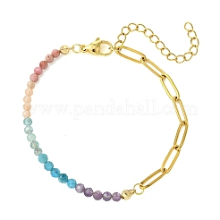 Natural Mixed Gemstone Round Beads Link Bracelets&nbsp;BJEW-JB13899