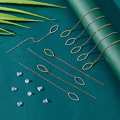 8 Pairs 4 Colors 304 Stainless Steel Ear Thread&nbsp;EJEW-UN0002-03