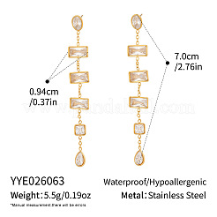 304 Stainless Steel Cubic Zirconia Stud Dangle Earrings for Women&nbsp;MH4495