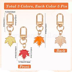 15Pcs 3 Colors Alloy Enamel Maple Leaf Pendant Decorations&nbsp;KEYC-GF0001-14