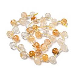Natural Yellow Hematoid Quartz/Golden Healer Quartz Beads Strands&nbsp;G-H297-B17-02