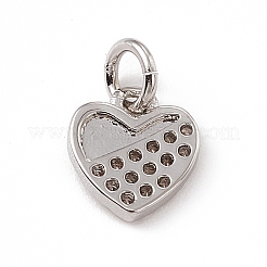 Brass Micro Pave Clear Cubic Zirconia Heart Charms&nbsp;ZIRC-F132-59P