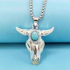 Alloy Ox Head Pendant Necklace with Stainless Steel Chains&nbsp;JN1135C