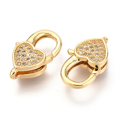 Brass Micro Pave Cubic Zirconia Lobster Claw Clasps&nbsp;X-ZIRC-O038-26G