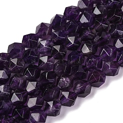 Faceted Natural Amethyst Beads Strands&nbsp;G-K066-09-8mm