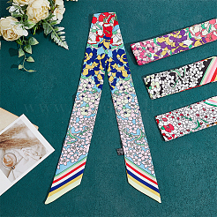 8Pcs 4 Colors Flower Pattern Imitated Silk Fabric Scarf for Women Girls&nbsp;AJEW-GO0004-18