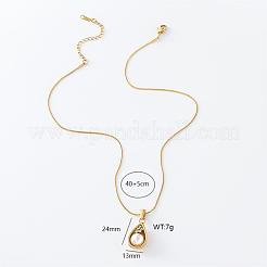 3Pcs Stainless Steel Pave Shell Pearl Teardrop Pendant Necklaces for Women&nbsp;QK3656