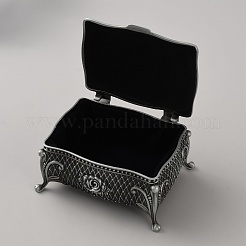 Retro Embossed Flower Alloy Jewelry Storage Decorative Boxes&nbsp;CON-WH20008-27A