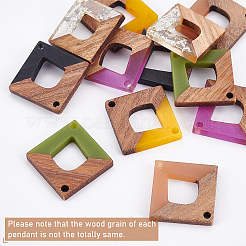 DIY 6 Pairs Rhombus Resin & Walnut Wood Earring Makings&nbsp;DIY-FH0001-94