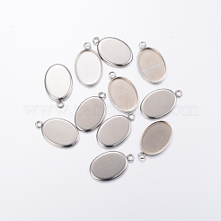 Non-Tarnish 304 Stainless Steel Pendant Cabochon Settings&nbsp;X-STAS-G075-21P