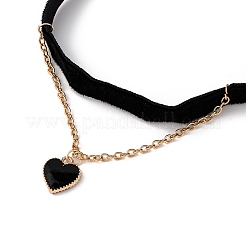 Alloy & Velvet Heart Pendant Choker Necklaces for Women&nbsp;WGC7319-04