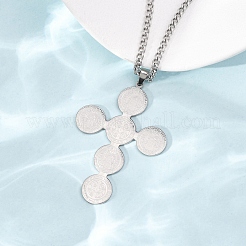Religion 304 Stainless Steel Saint Benedict Cross Pendant Twisted Chain Necklaces for Men Women&nbsp;NJEW-Z119-02P