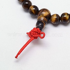 Buddhist Jewelry Mala Beads Bracelets Natural Tiger Eye Stretch Bracelets&nbsp;BJEW-M007-6mm-01A
