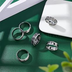 12Pcs Stainless Steel Grooved Finger Ring Settings&nbsp;STAS-UN0038-94D