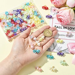 80Pcs 8 Colors Flower ABS Plastic Pearl Pendants&nbsp;PALLOY-CJ00075