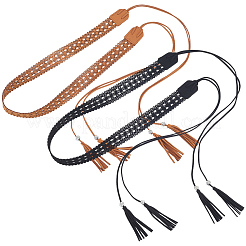 2Pcs 2 Colors Bohemian Imitation Leather Tassel Wrap Chain Belts&nbsp;AJEW-CL0003-47A