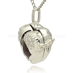Silver Color Plated Brass Hollow Heart Cage Pendants&nbsp;KK-J241-10S