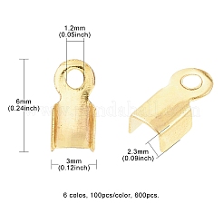 600Pcs 6 Colors Iron Folding Crimp Ends&nbsp;IFIN-YW0003-26