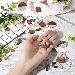 DIY Brass & Resin & Wood Pendant Dangle Earring Kits&nbsp;DIY-TA0010-66