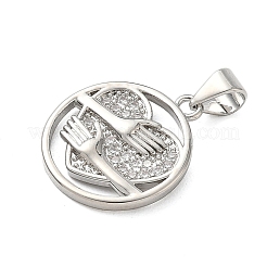 Brass Micro Pave Clear Cubic Zirconia Pendants&nbsp;KK-A273-26P