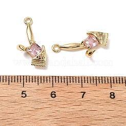 Brass Micro Pave Cubic Zirconia Pendants&nbsp;KK-A259-32G