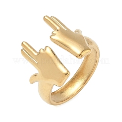 304 Stainless Steel Cuff Open Rings for Women&nbsp;RJEW-F208-03G-04