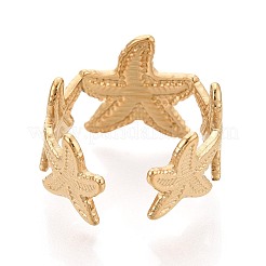 Ion Plating(IP) 304 Stainless Steel Cuff Open Rings for Women&nbsp;RJEW-N052-14G