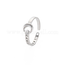 Non-Tarnish 304 Stainless Steel Moon Open Cuff Ring for Women&nbsp;RJEW-S405-235P