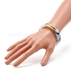 Curved Tube Beads Stretch Bracelet for Girl Women&nbsp;BJEW-JB06941-01