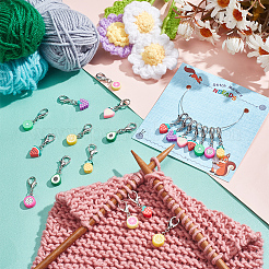 20Pcs 10 Styles Fruit Handmade Polymer Clay Pendant Stitch Markers&nbsp;HJEW-NB00048
