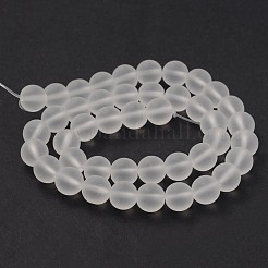 Frosted Glass Round Bead Strands&nbsp;GLAA-J064-8mm-01