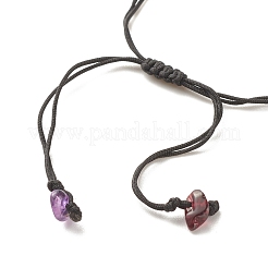 Natural & Synthetic Mixed Gemstone Chips Braided Bead Bracelet&nbsp;BJEW-JB08011