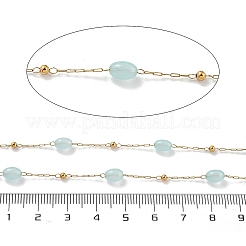 Natural Dyed Jade & 304 Stainless Steel Beads Link Chains&nbsp;CHS-K021-08B-04