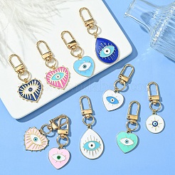 Teardrop with Evil Eye Alloy Enamel Pendant Decorations&nbsp;HJEW-YW00017-01