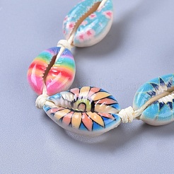 Adjustable Printed Cowrie Shell Braided Bead Bracelets&nbsp;BJEW-JB04273