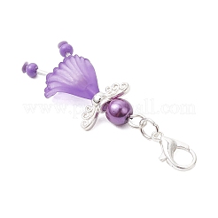 5Pcs Flower Angel Glass Seed & Acrylic Pendant Decorations&nbsp;HJEW-JM03563-01