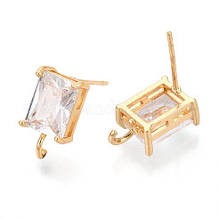 Brass with Cubic Zirconia Stud Earring Findings&nbsp;KK-Q789-14G