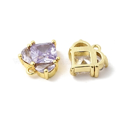 Brass Pave Cubic Zirconia Heart Charms&nbsp;KK-F929-04G